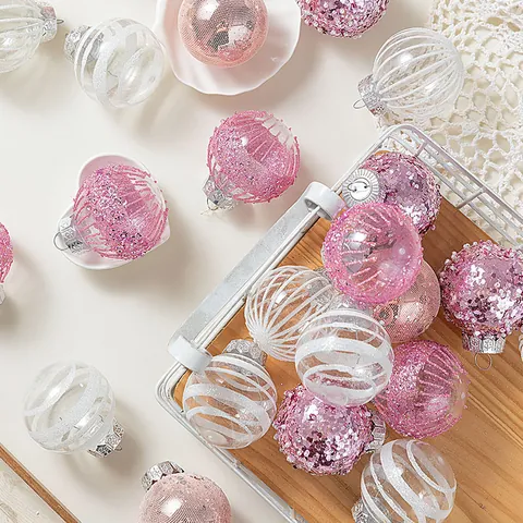 Onbreekbare Kunststof Kerstballen Geschilderd Glitter Kerstboom Hangende Decoraties Voor Feestdagen Party Hotel Home Decor