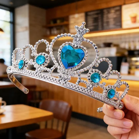 Princess Fairy Rhinestone Heart Crown And Magic Scepter Set For Children Party Costume Dress Up Plastic Headwear Accessories