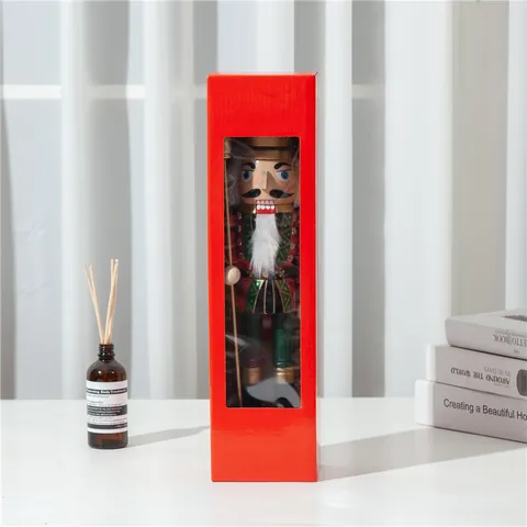 Traditional Wooden Nutcracker Soldier Puppet Ornament Hand Painted Red Green Gold Festive Christmas Home Desktop Decoration Soldier With Spear Flag Sword Scepter Holiday Party Gift