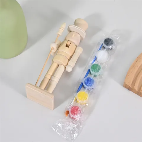 Unfinished Wood Nutcracker DIY Painting Set Christmas Soldier Puppet Decorative Ornament Drawing Kit For Kids Adults