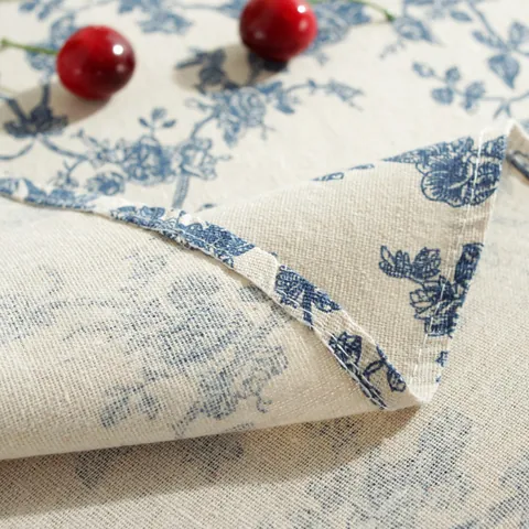 Vintage Orchid Printed Cotton Linen Tablecloth With Lace Tassel Edge Rectangular Round Table Cover For Dining Coffee Table