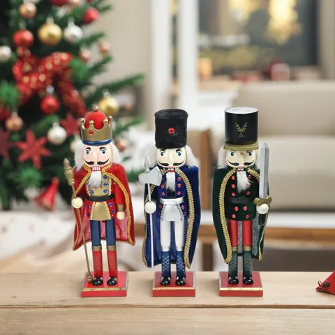 Tradizionale Schiaccianoci di Natale Soldato Statuina in Legno Con Mantello di Velluto Marionetta Dipinta a Mano Decorazione Casa