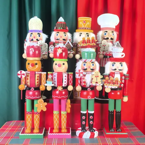 Schiaccianoci Soldato in Legno a Tema Pan di Zenzero Statuetta Natalizia Dipinta a Mano Decorazione Casa Regalo