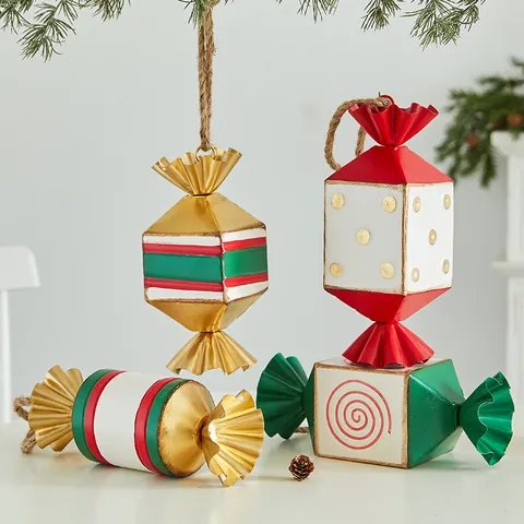 Kerst IJzer Snoep Hangende Ornamenten Gelakt Metaal Zoete Vorm Kerstboom Decoratie Voor Feestelijke Scene Benodigdheden