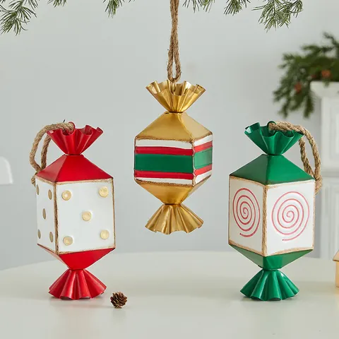 Kerst IJzer Snoep Hangende Ornamenten Gelakt Metaal Zoete Vorm Kerstboom Decoratie Voor Feestelijke Scene Benodigdheden