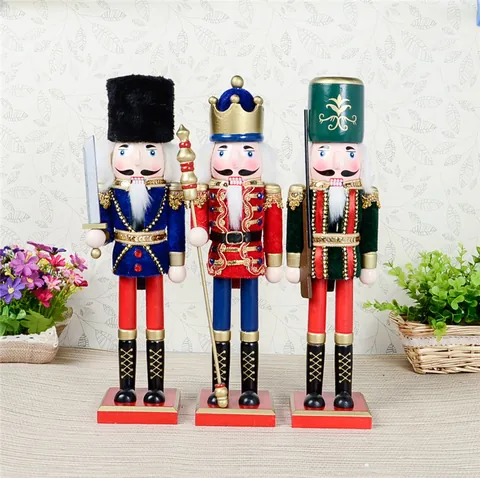 Casse-Noisette Classique en Bois Soldat Roi Marionnette Ornement Vintage Festif Décoration de Noël Cadeau Nouvel An Figurine Peinte à la Main