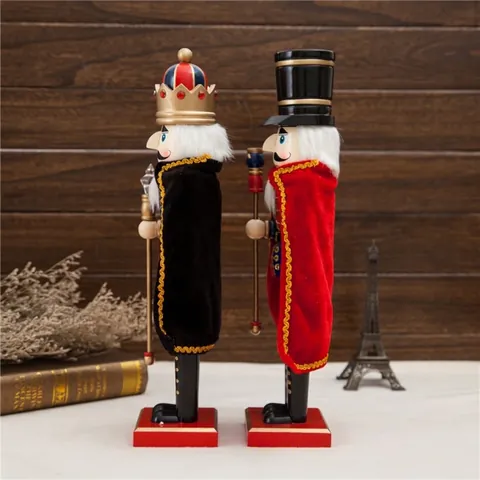 European Vintage Wooden Nutcracker Soldier King Puppet Hand Painted Christmas Desktop Decoration Ornament Festive Home Decor Gift