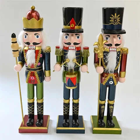 Schiaccianoci Soldato in Legno Vernice Perlata Vintage 38cm Decorazione di Natale per Casa Ufficio Regalo