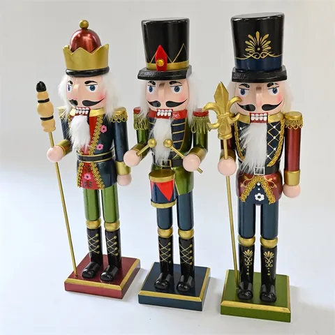 Schiaccianoci Soldato in Legno Vernice Perlata Vintage 38cm Decorazione di Natale per Casa Ufficio Regalo