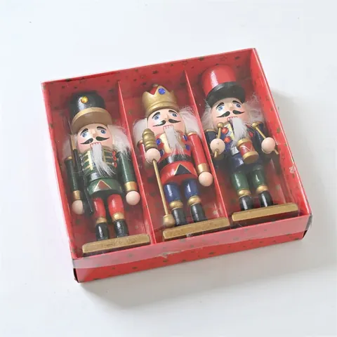 Collezione Tradizionale di Burattini Soldato Schiaccianoci in Legno Decorazione per Festa di Natale Ornamento Natalizio Regalo