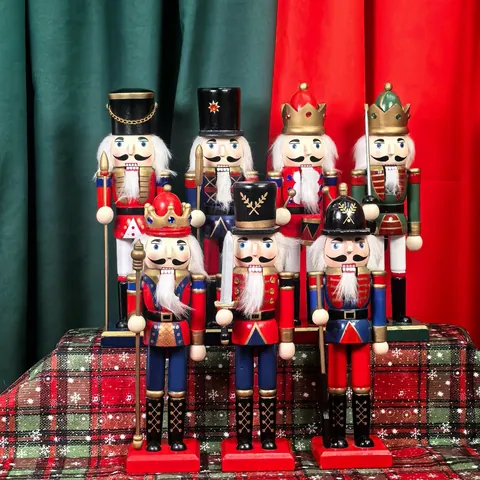 Vintage Wooden Nutcracker Soldier Hand-Painted Traditional Festive Figurine Christmas Home Table Decoration Ornament Gift