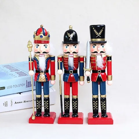 Vintage Wooden Nutcracker Soldier Hand-Painted Traditional Festive Figurine Christmas Home Table Decoration Ornament Gift