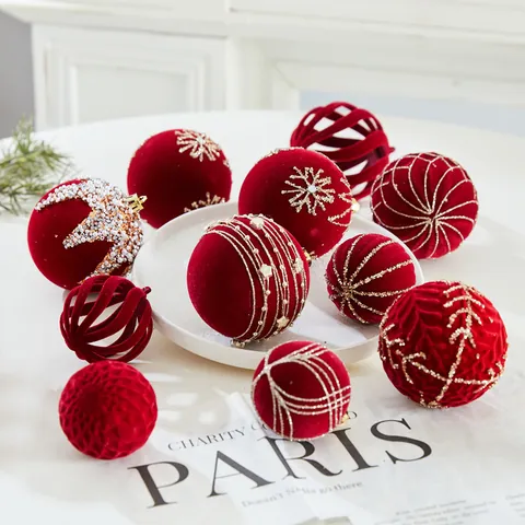 Kerst Vlokken Bal Ornamenten Plastic Vlokken Strass Kunstparel Vakantie Boom Home Party Decor Accessoire