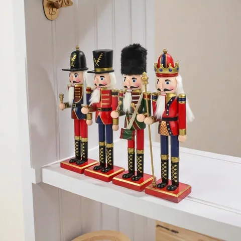 30cm Classico Schiaccianoci Soldato Re Marionetta Statuetta Schiaccianoci Ornamento Natalizio per Casa Natale Capodanno Festa Decorazione
