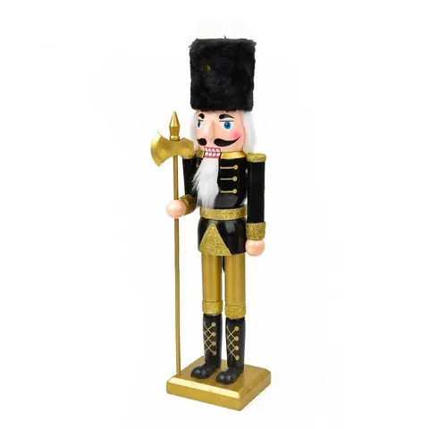 European Style Black Gold Nutcracker Soldier Wooden Ornament Christmas Festive Decoration For Living Room Home Desktop Nutcracker Figurine