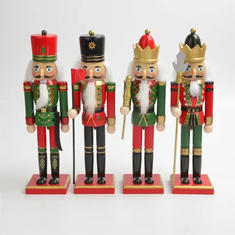 Tradizionale Schiaccianoci in Legno Soldato Marionetta Media Misura Dipinto a Mano Ornamento di Natale per Casa Festa Decorazione
