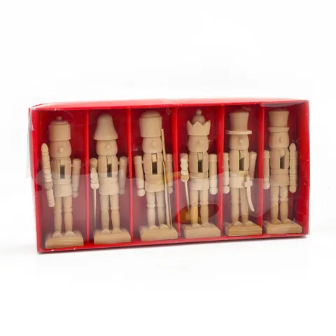 6Pcs DIY Blank Wooden Nutcracker Figures Unpainted Wood Soldiers For Handicraft Christmas Home Decor Ornaments Kids Toy Gift