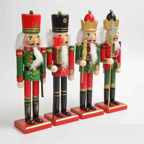 Tradizionale Schiaccianoci in Legno Soldato Marionetta Media Misura Dipinto a Mano Ornamento di Natale per Casa Festa Decorazione