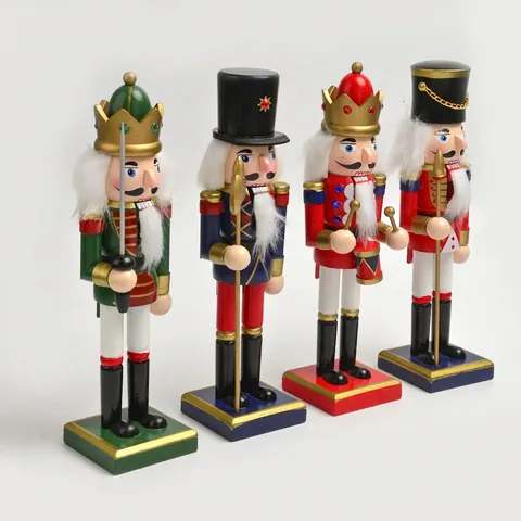 Traditional Wooden Nutcracker Soldier Figurine Classic Hand Painted Christmas Ornament For Holiday Party Home Festive Decor