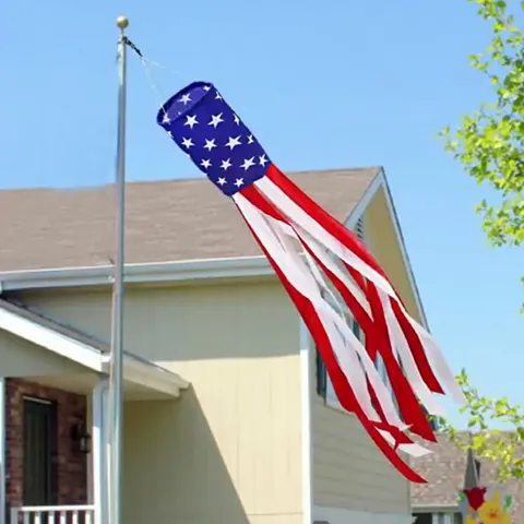 Bandiera Windsock per il Giorno dell'Indipendenza USA Decorazione da Appendere all'aperto Banner Patriottico per Giardino Portico