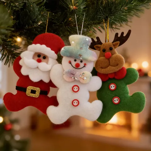 3D Plush Christmas Doll Hanging Ornaments Santa Claus Snowman Reindeer Fabric Figures For Home Xmas Tree Festival Decorations