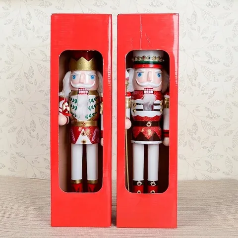 38CM Christmas Wooden Nutcracker Puppet Ornament Hand Painted Candy Scepter Soldier Figurine For Festive Holiday Home Decor Gift