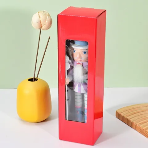 Macaron Color Wooden Nutcracker Soldier Figurine 25cm Solid Wood Christmas Ornament Hand Painted Holiday Home Decor