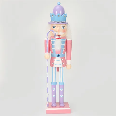 Large Candy Series Wooden Nutcracker Soldier Figurine Macaron Colors Christmas New Year Party Home Decor Ornament Gift