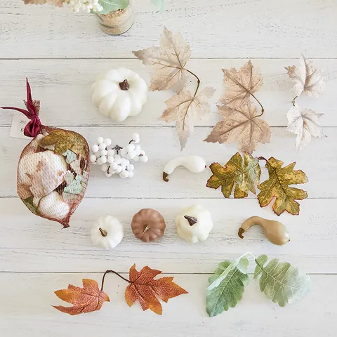 Artificial White Pumpkin Fall Harvest Maple Leaf Foam Ornament For Halloween Party Home Shop Window Decoration Autumn Decor