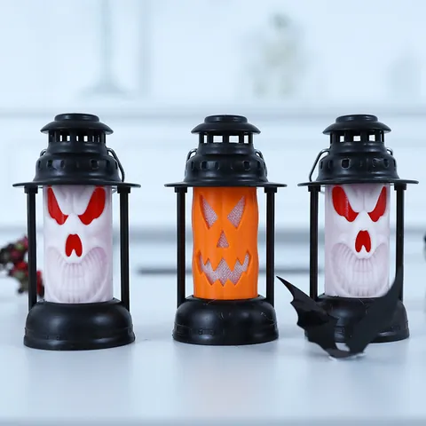 Halloween Retro Kerosene Lamp LED Skeleton Pumpkin Glowing Ornament For Party Bar Home Window Decor Halloween Decoration