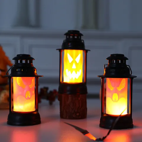 Halloween Retro Kerosene Lamp LED Skeleton Pumpkin Glowing Ornament For Party Bar Home Window Decor Halloween Decoration