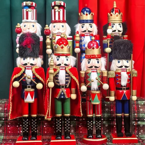 Schiaccianoci di Legno Classico 38CM Statuetta Soldato Marionetta Natale Capodanno Festa Decorazione Casa Artigianato Tradizionale