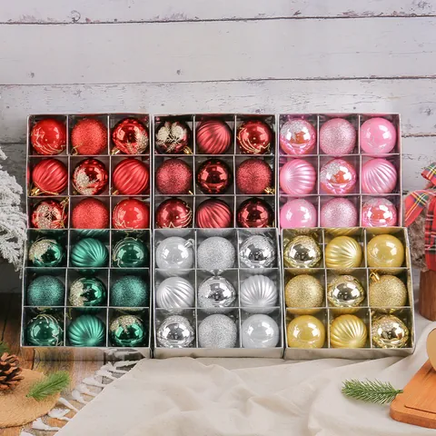 Painted Christmas Ball Ornaments Set Shatterproof Plastic Electroplated Decorative Hanging Baubles For Holiday Tree Window Display Gift Box