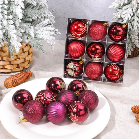 Painted Christmas Ball Ornaments Set Shatterproof Plastic Electroplated Decorative Hanging Baubles For Holiday Tree Window Display Gift Box
