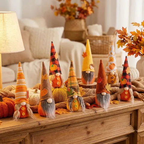 Thanksgiving Gnome Hanging Decorations Fall Harvest Festival Faceless Rudolf Doll Plush With Pumpkin Maple Leaf For Home Party Decor