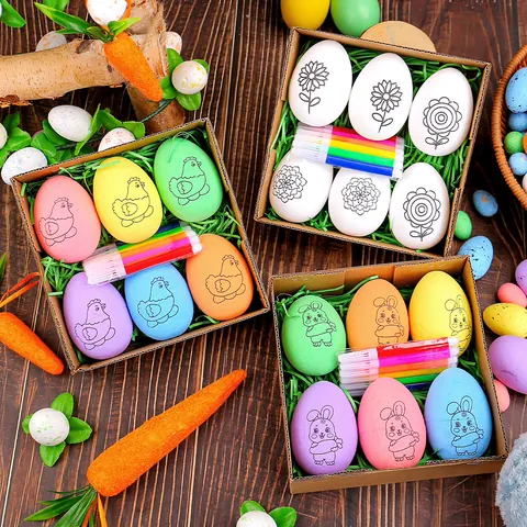 Easter Egg DIY Hand-Painted Kit Foam Bunny Chick Floral Doodle Toys Children Easter Holiday Decoration Activity Crafting Gift