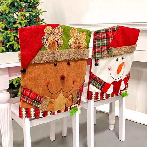 Coprisedia Natalizi Motivi di Babbo Natale Pupazzo di Neve Renna Poliestere Coperture Festive Decorazioni per la Casa