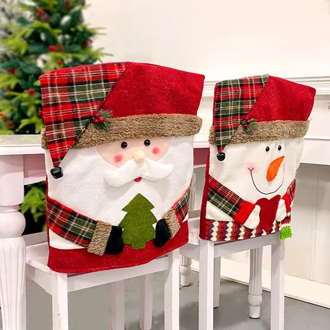 Coprisedia Natalizi Motivi di Babbo Natale Pupazzo di Neve Renna Poliestere Coperture Festive Decorazioni per la Casa