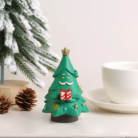 Creatieve Kerst Hars Kerstman Boom Beeldje Cartoon Kerstboom Desktop Ornament Feestelijke Vakantie Sfeer Decoratie Cadeau
