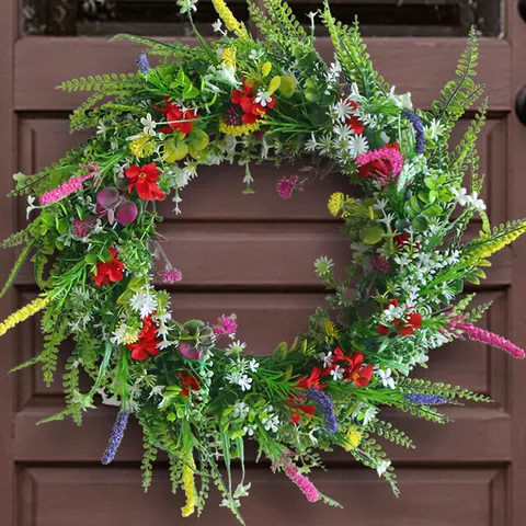 Ghirlanda di Fiori Selvatici del Texas Ghirlanda Artificiale per Porta Ingresso Esterno Decorazione Stile Pastorale Multicolore