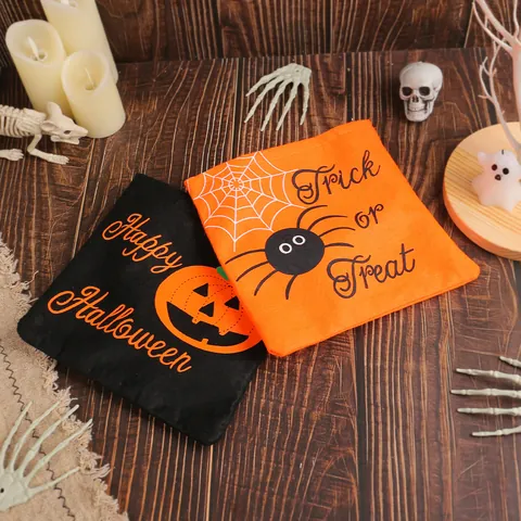 Halloween Pumpkin Spider Web Candy Handbag Non-Woven Fabric Gift Bag For Party School Trick Or Treat Decorative Tote