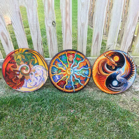 Tambor Chamánico Siberiano Con Baqueta Signos Del Zodiaco Árbol De La Vida Dragón Instrumento Musical De Percusión Para Decoración