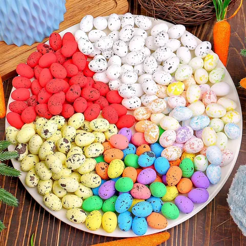 50PCS Mini Easter Eggs Spotted Foam Eggs Simulation Spotted Easter Eggs For DIY Crafts Home Holiday Party Decorations Supplies