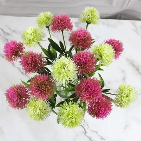 Artificial European Dandelion Spherical Flower Ball Plastic Silk Flower Stems For Home Living Room Wedding Decoration