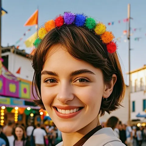 Carnival Colorful Glitter Pom Pom Headband Festive Party Tinsel Hair Hoop Cute Head扣 Decorations For Costume Parade Accessories