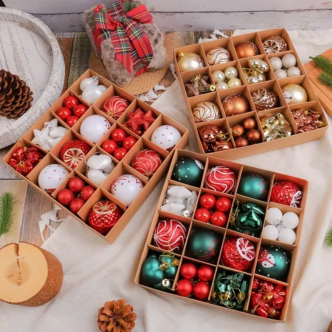Weihnachtskugeln Ornament Geschenkbox Set Bruchsicher Hängende Dekorationen Gemischte Farben Für Baum Party Home Dekor