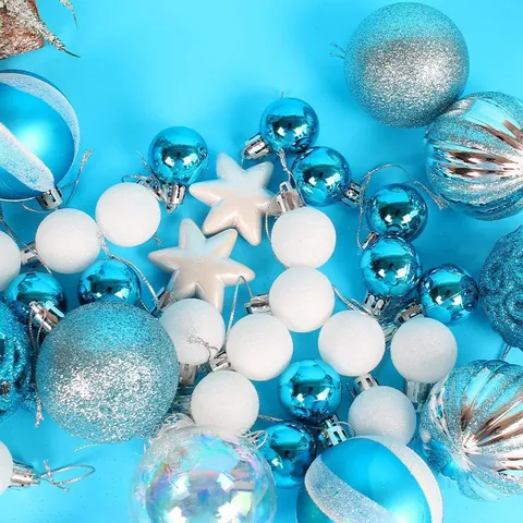 Polystyrene Christmas Ball Ornaments Set Electroplated Painted Snowflake Baubles Star Tree Hanging Decoration Holiday Gift Box