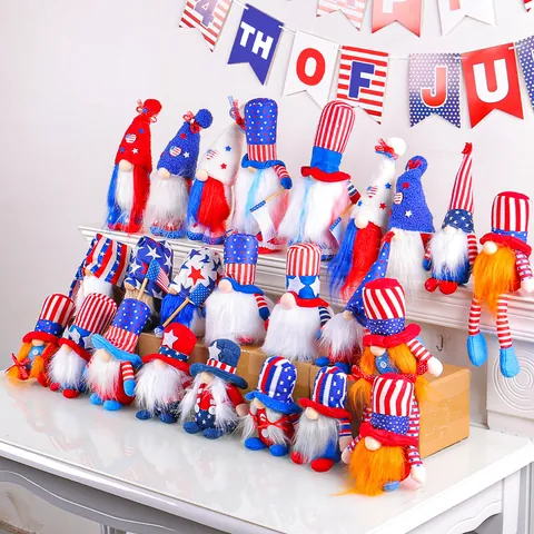 Independence Day Patriotic Gnomes Ornaments Luminous Faceless Doll American Flag Stars And Stripes Gnomes For Home Holiday Party Decoration