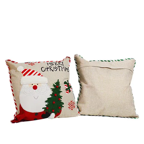Merry Christmas Linen Pillowcase Decorative Throw Pillow Cover Santa Claus Snowman Print For Sofa Car Home Office Decor