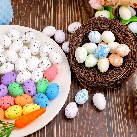 Easter Eggs DIY Foam Spotted Eggs Colorful Foam Egg Garland Decorations For Easter Party Home Decor Festive Gifts